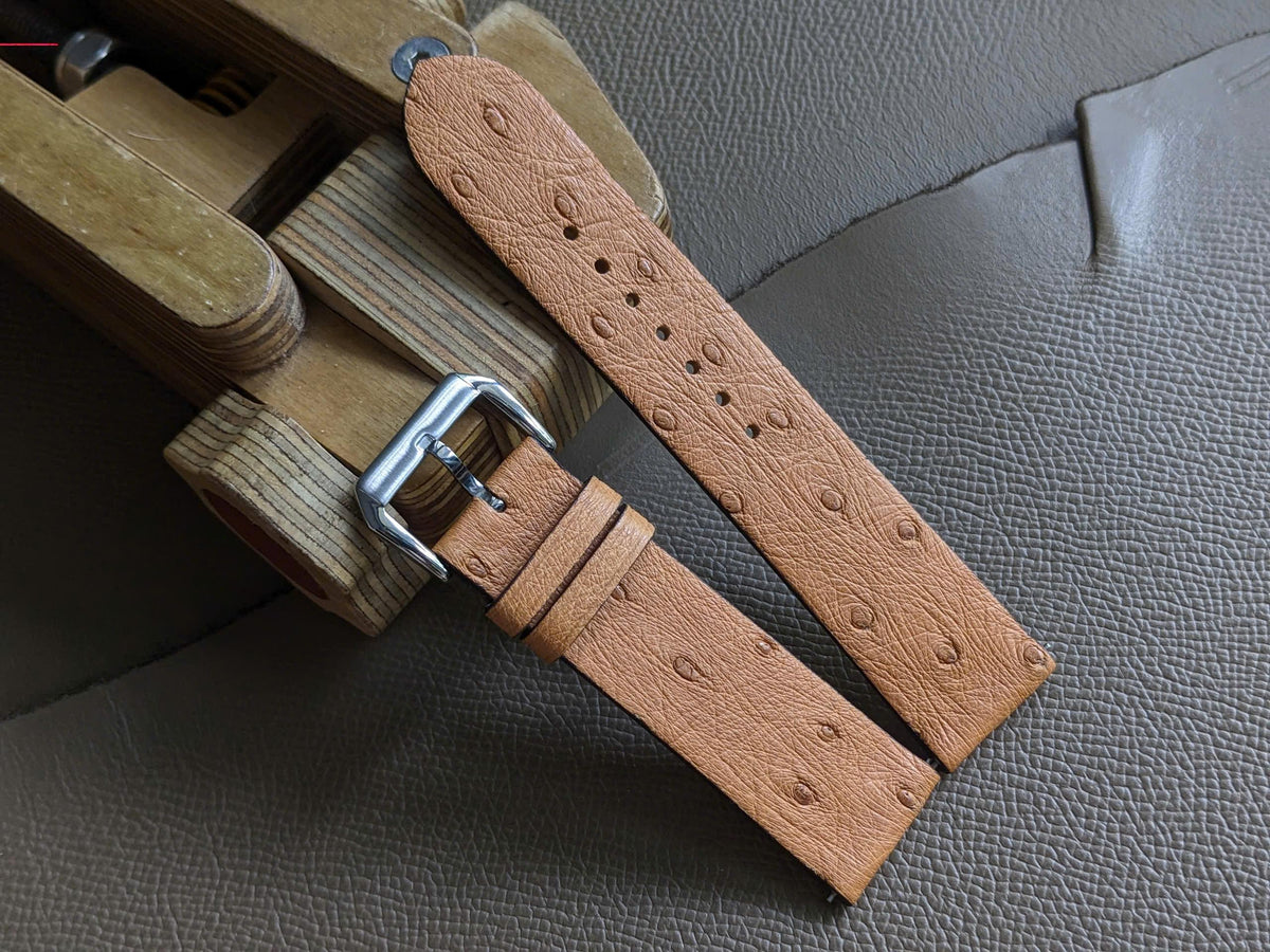 Brown Ostrich Quick Release Watch Band – Handmade Leather