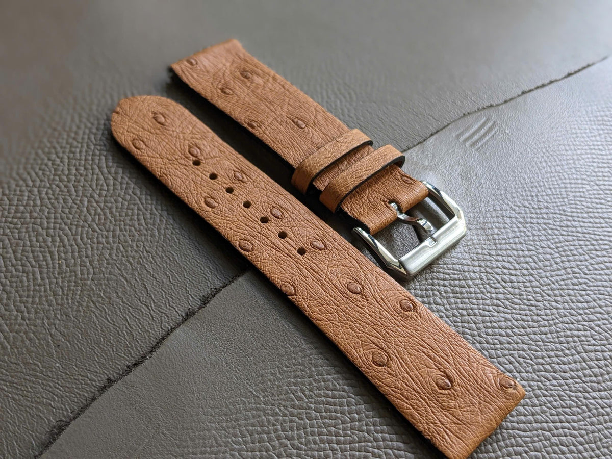 Brown Ostrich Quick Release Watch Band – Handmade Leather