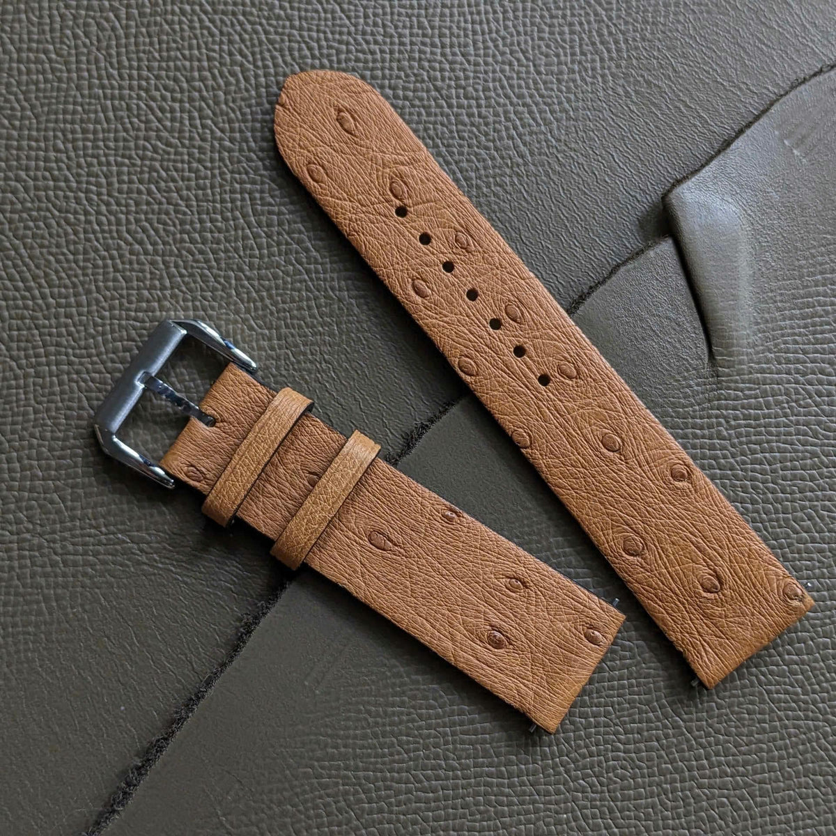 Brown Ostrich Quick Release Watch Band – Handmade Leather