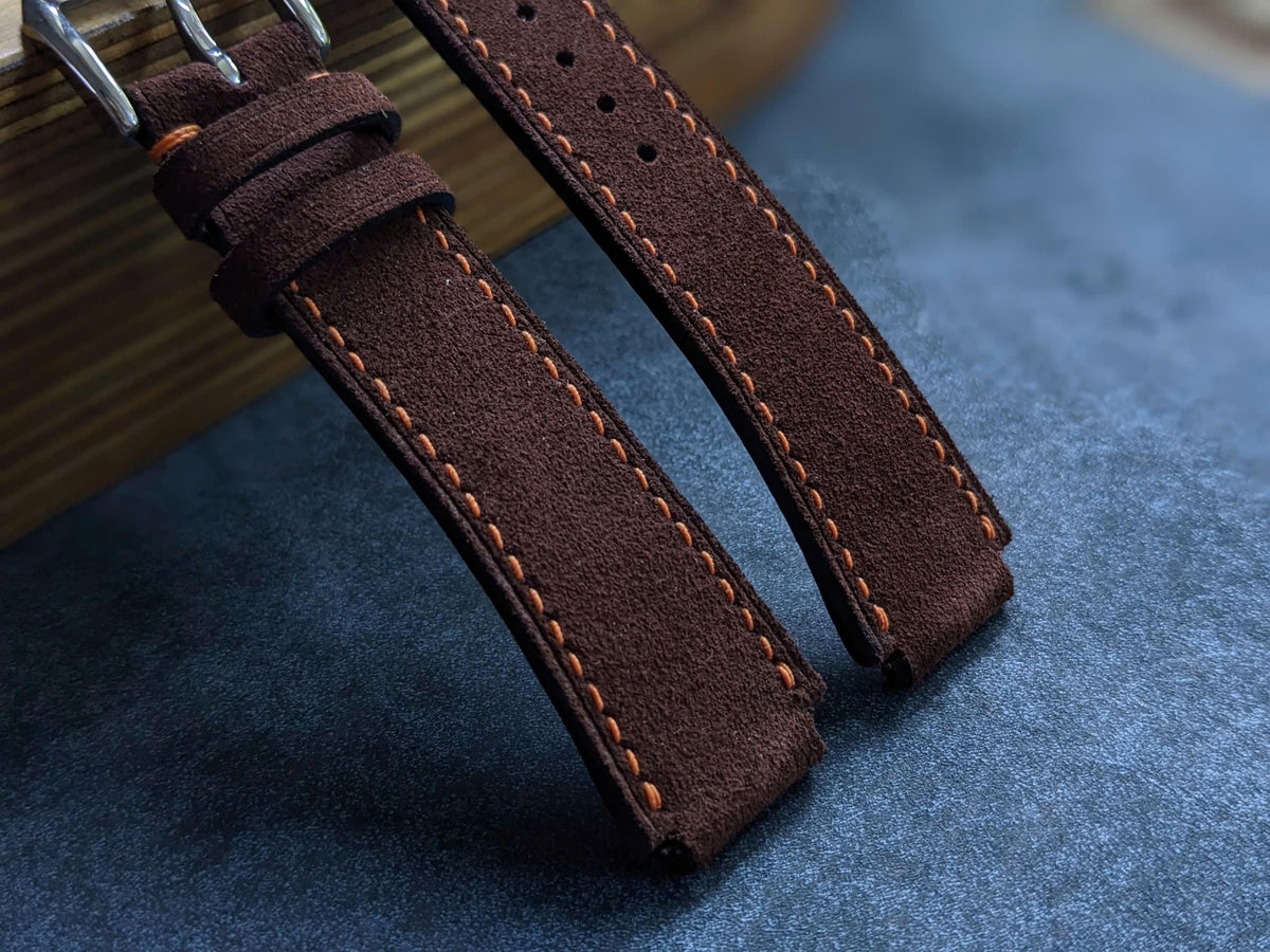 Brown Suede Custom-Made Watch Strap Leather Watch band size 18mm,20mm,22mm,24mm