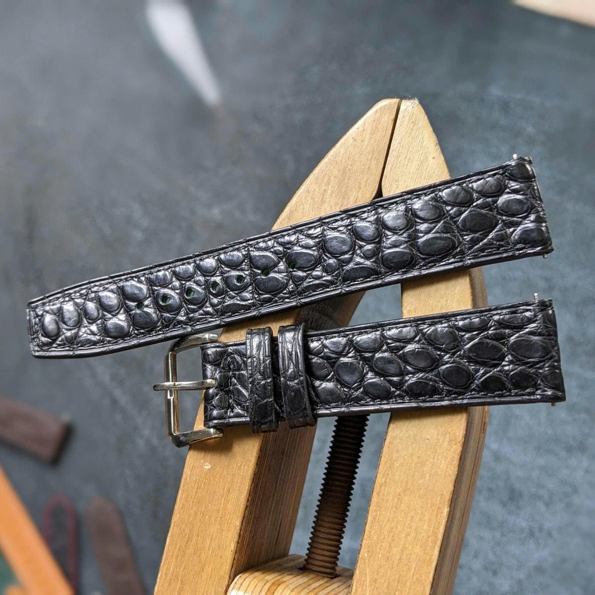 Flank Alligator Watch Strap Handmade Leather I Watch band size 18mm,20mm,22mm,24mm