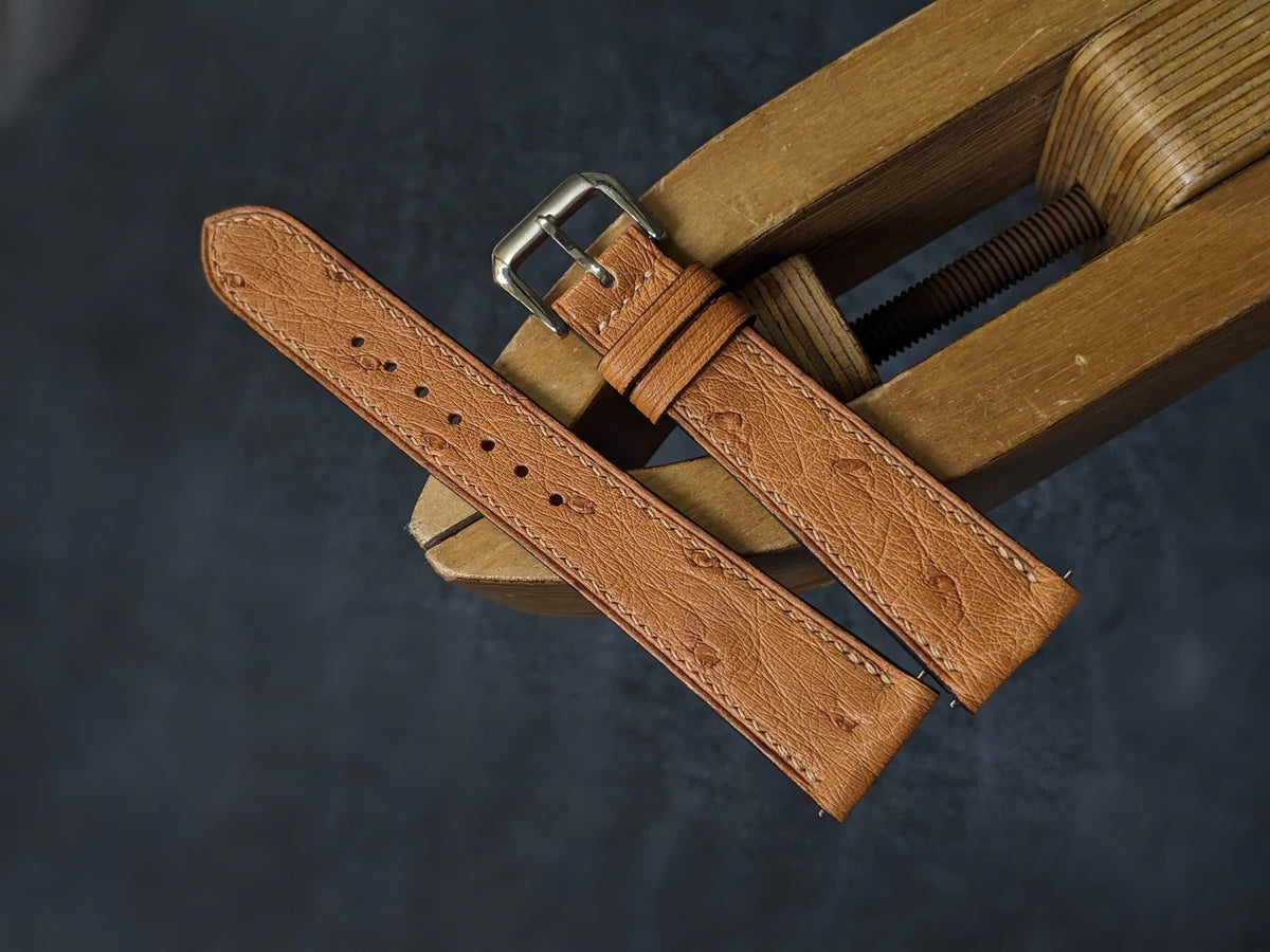 Brown Ostrich Leather Watch Strap – Quick Release | Handmade | 18mm to 24mm