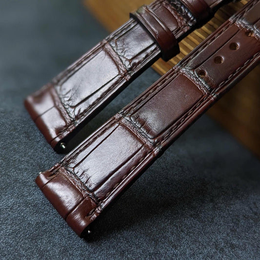 Handmade Patina Brown Alligator Leather Watch Strap (18mm-24mm)