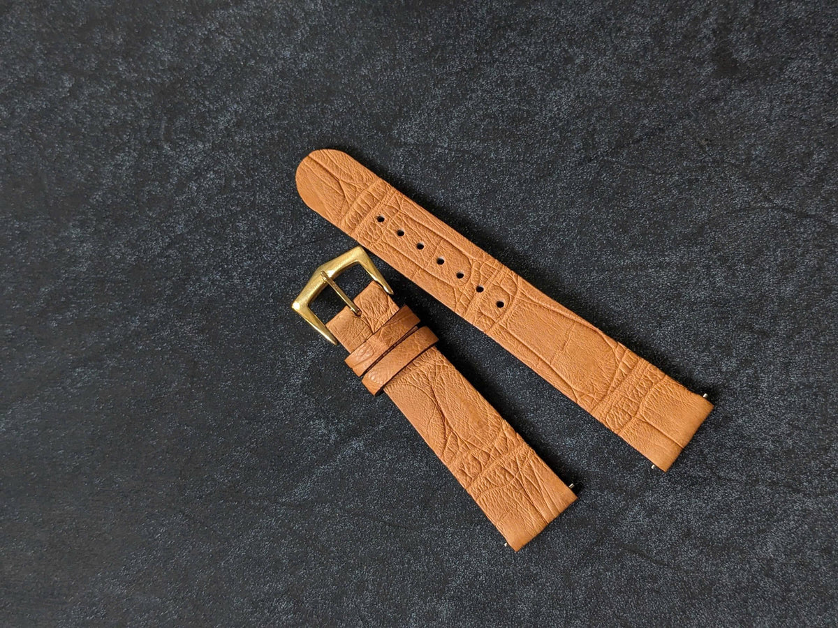 Handmade Tan Brown Alligator Leather Watch Strap with Quick Release Size 18mm - 24mm