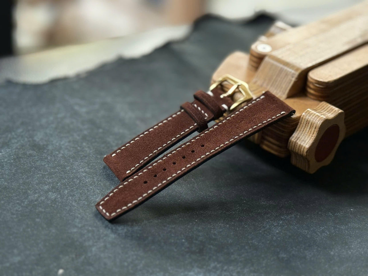 Brown Italian Suede Watch Strap – Hand-Stitched Zabri Leather