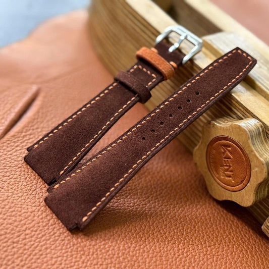 Brown Suede Leather Watch Strap – Handmade Custom Fit