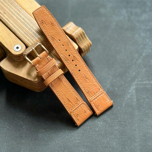 Brown Ostrich Leather Watch Strap – Quick Release, Handmade