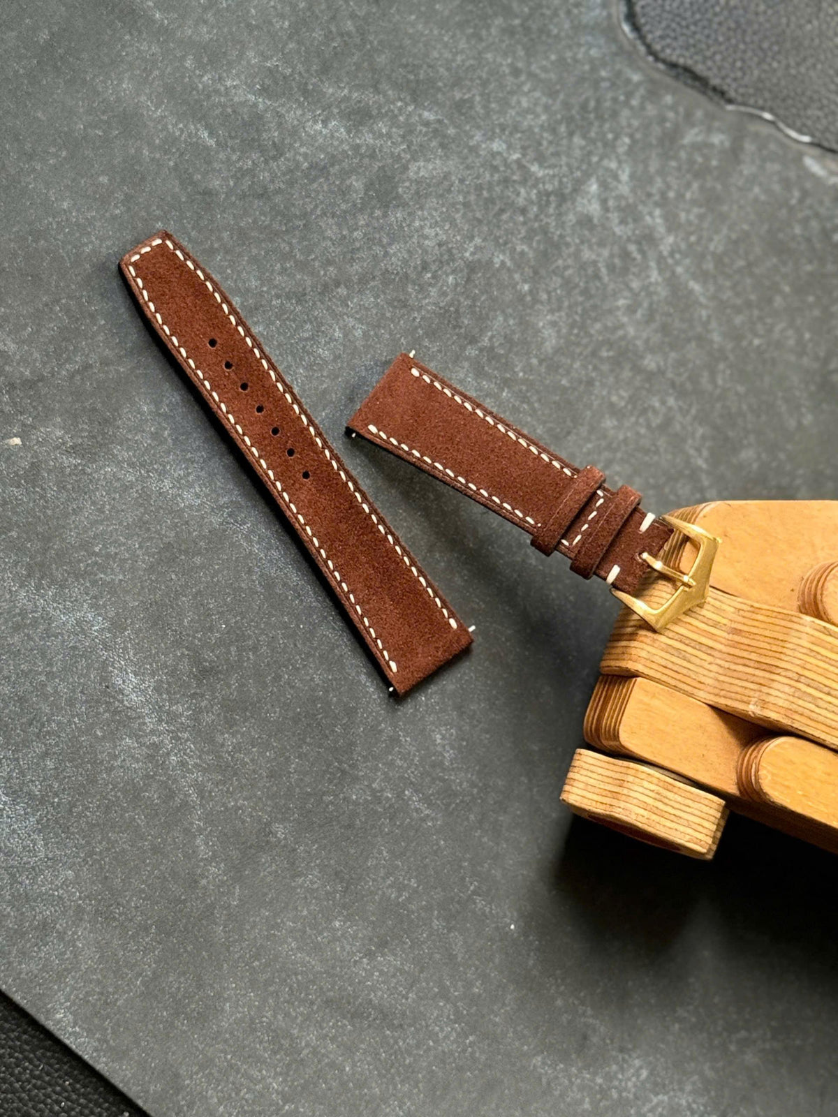 Brown Italian Suede Watch Strap – Hand-Stitched Zabri Leather