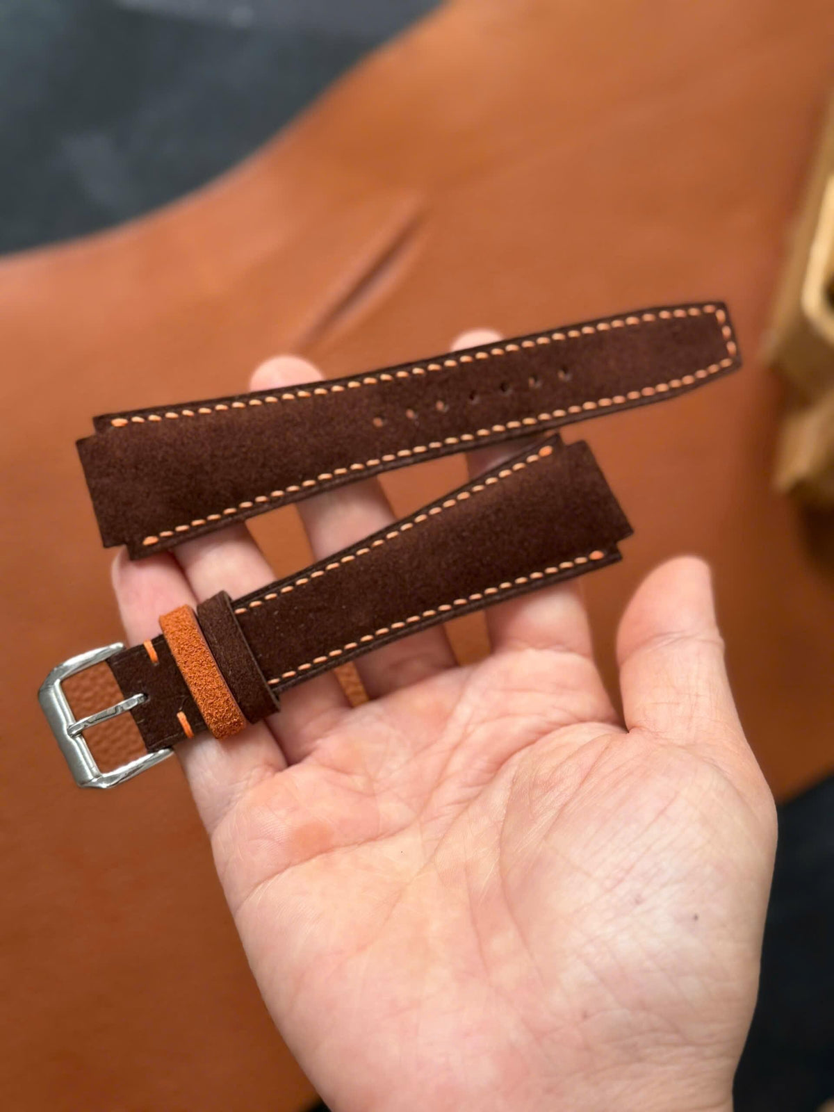Custom-Made Suede Leather Watch Strap I Watch band size 18mm,20mm,22mm,24mm