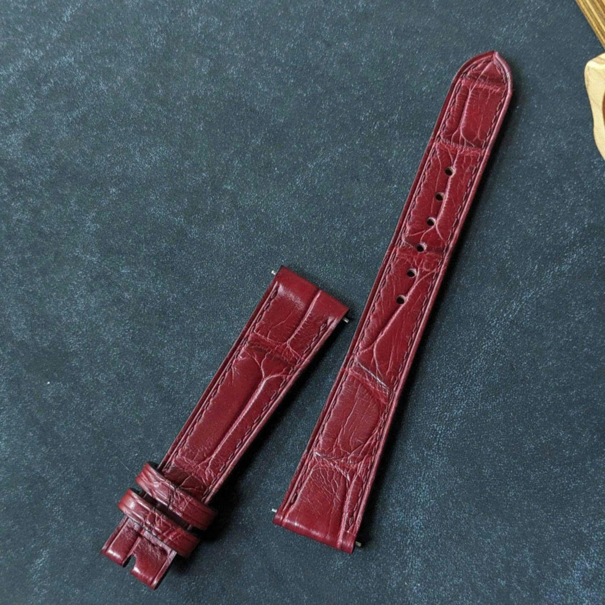 Red Alligator Leather Watch Strap – Handmade Quick Release Band