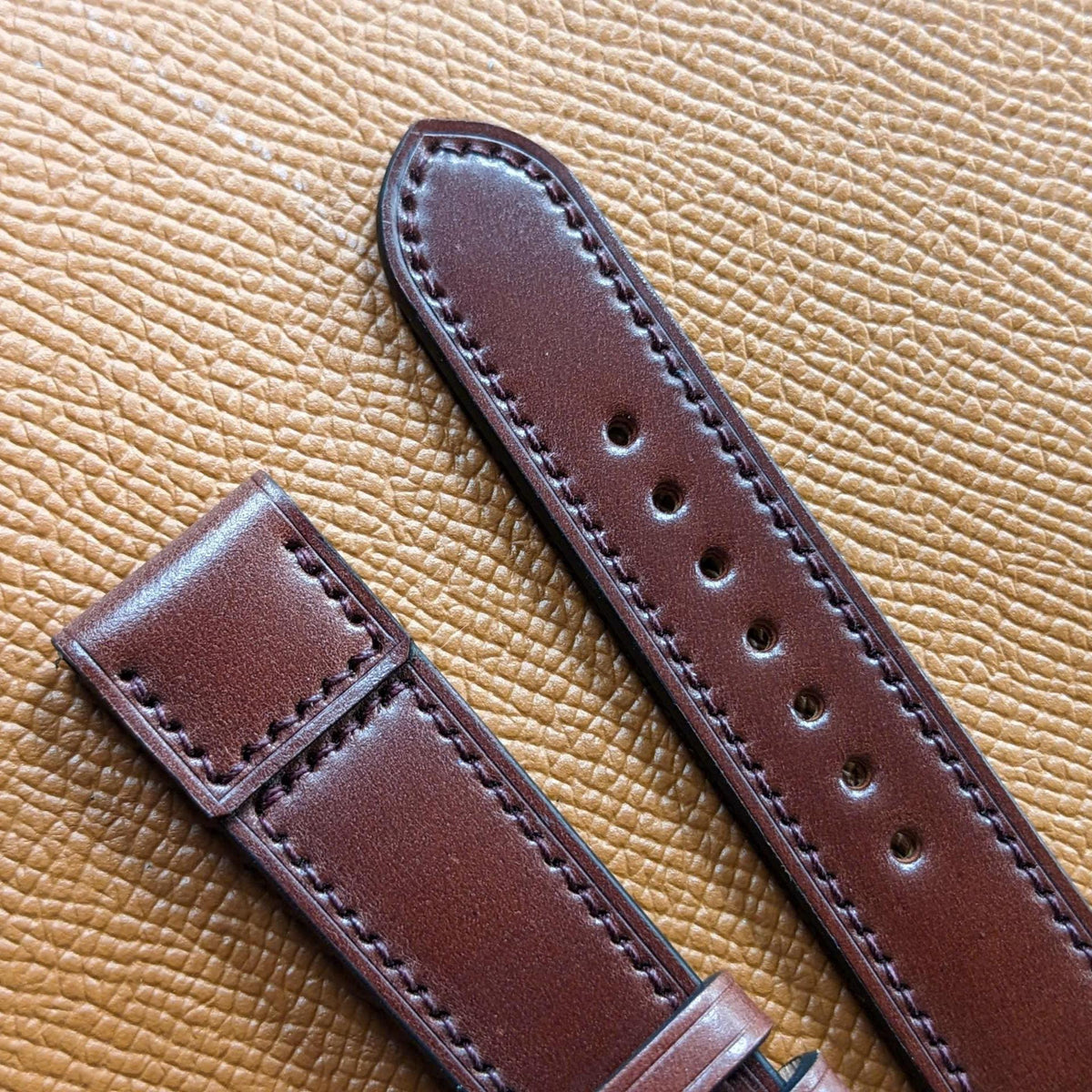 Shell Cordovan Watch Strap – Brown Handmade Leather Band