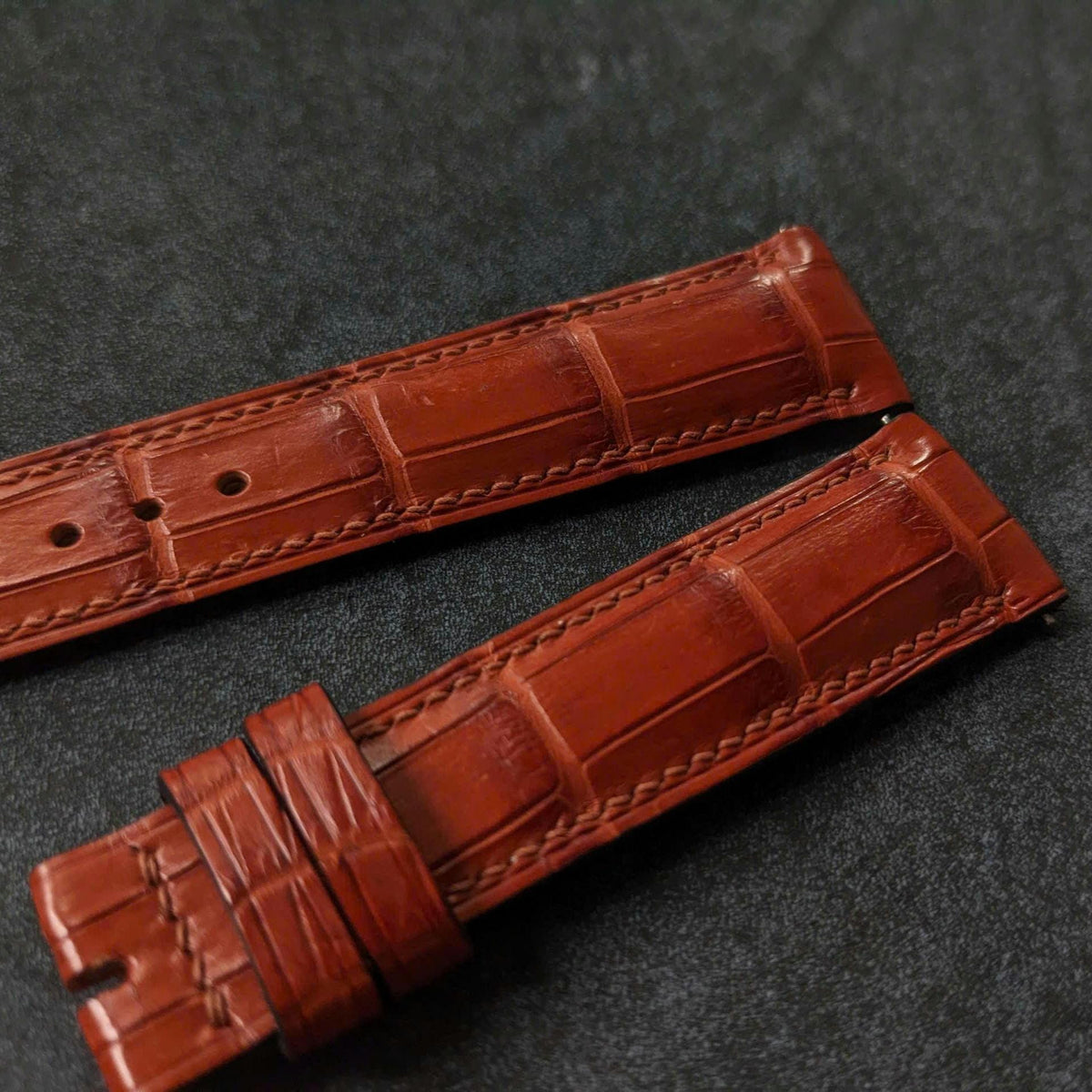 Cognac Alligator Leather Watch Strap with Quick Release Size 18mm-24mm