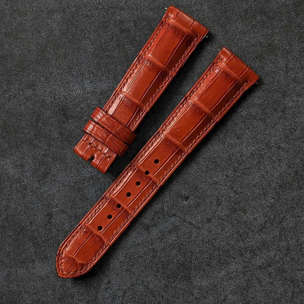 Cognac Alligator Leather Watch Strap with Quick Release Size 18mm-24mm