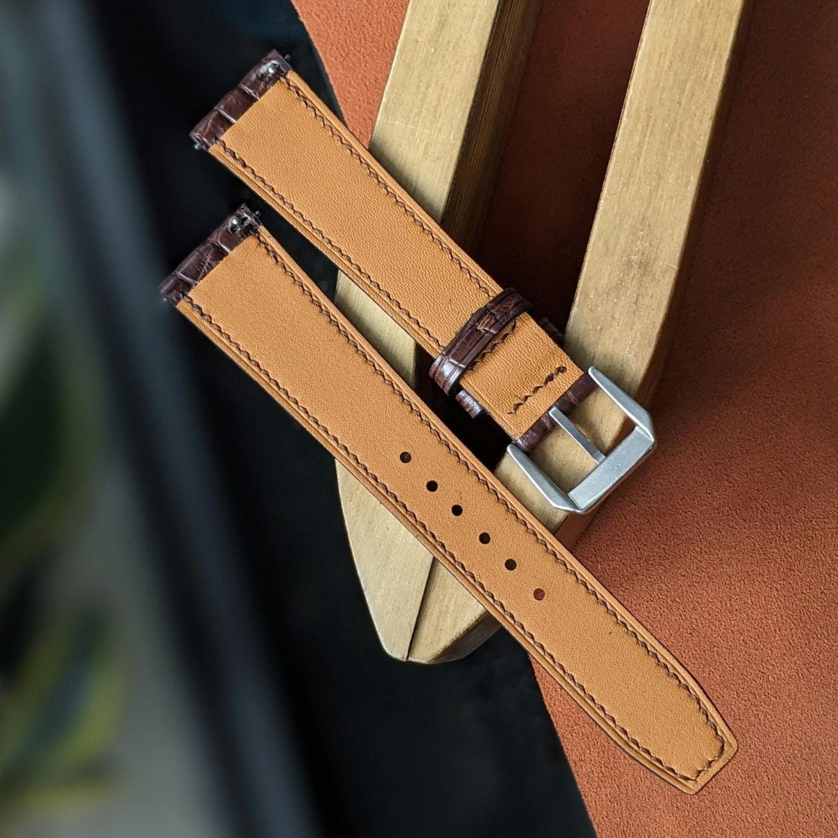 Horizontal Grain Alligator Watch Strap | Rare Texture Handcrafted Leather Band