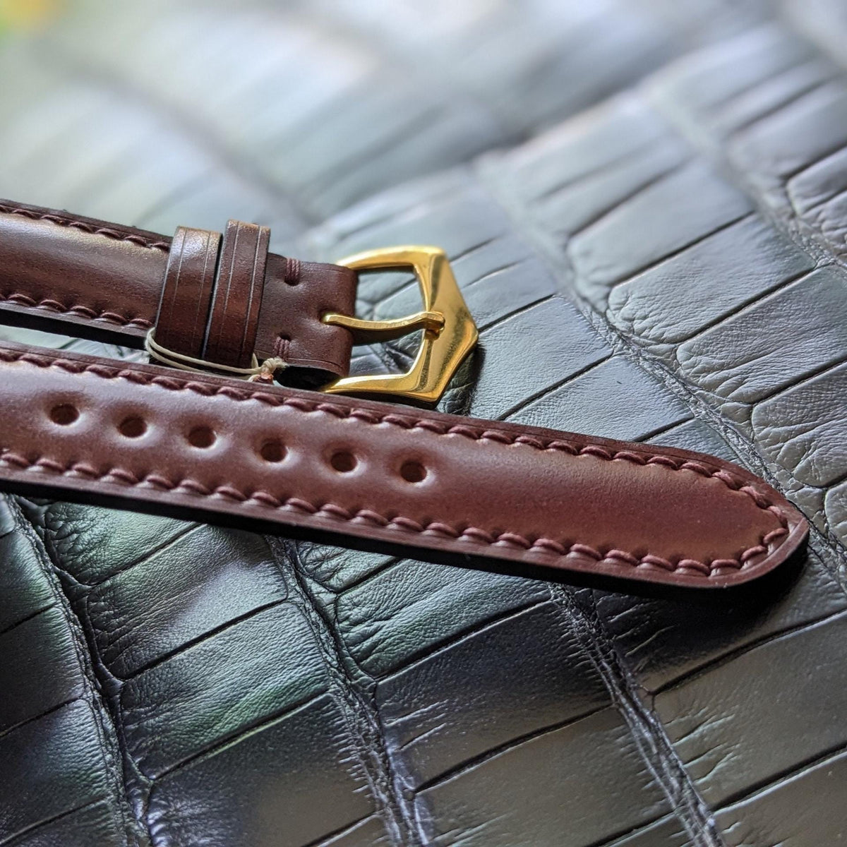 Shell Cordovan Watch Strap – Brown Handmade Leather Band with Zermatt Lining