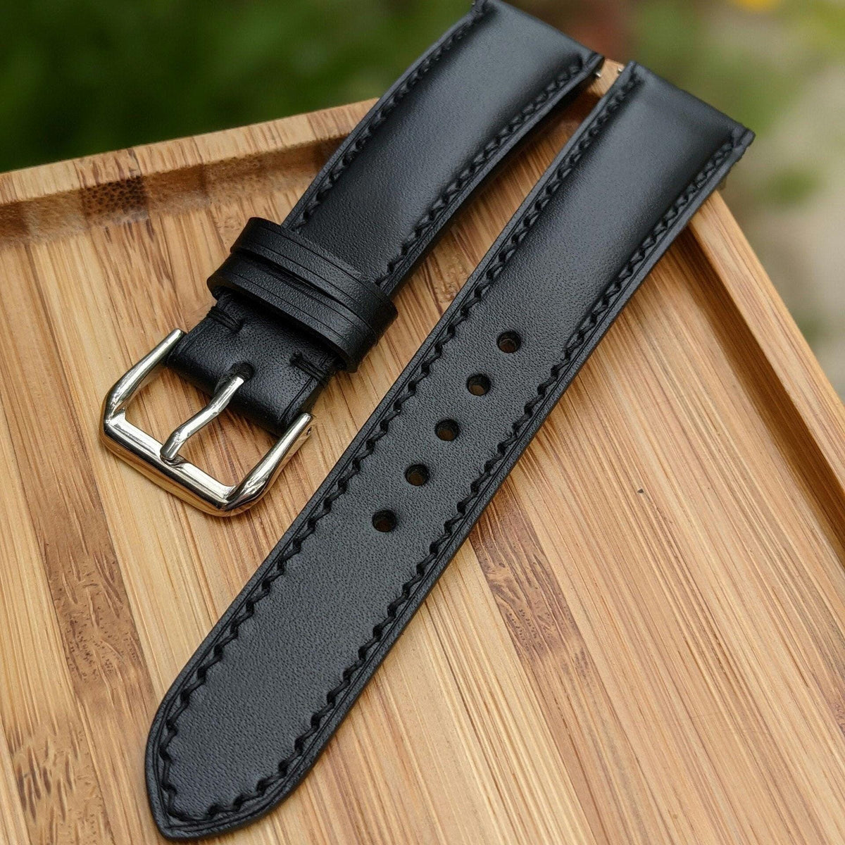 Black Vache Hunter Leather Watch Strap – Handmade | 18mm to 24mm