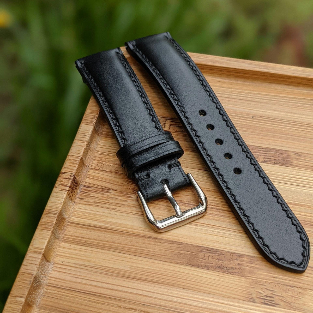 Black Vache Hunter Leather Watch Strap – Handmade | 18mm to 24mm