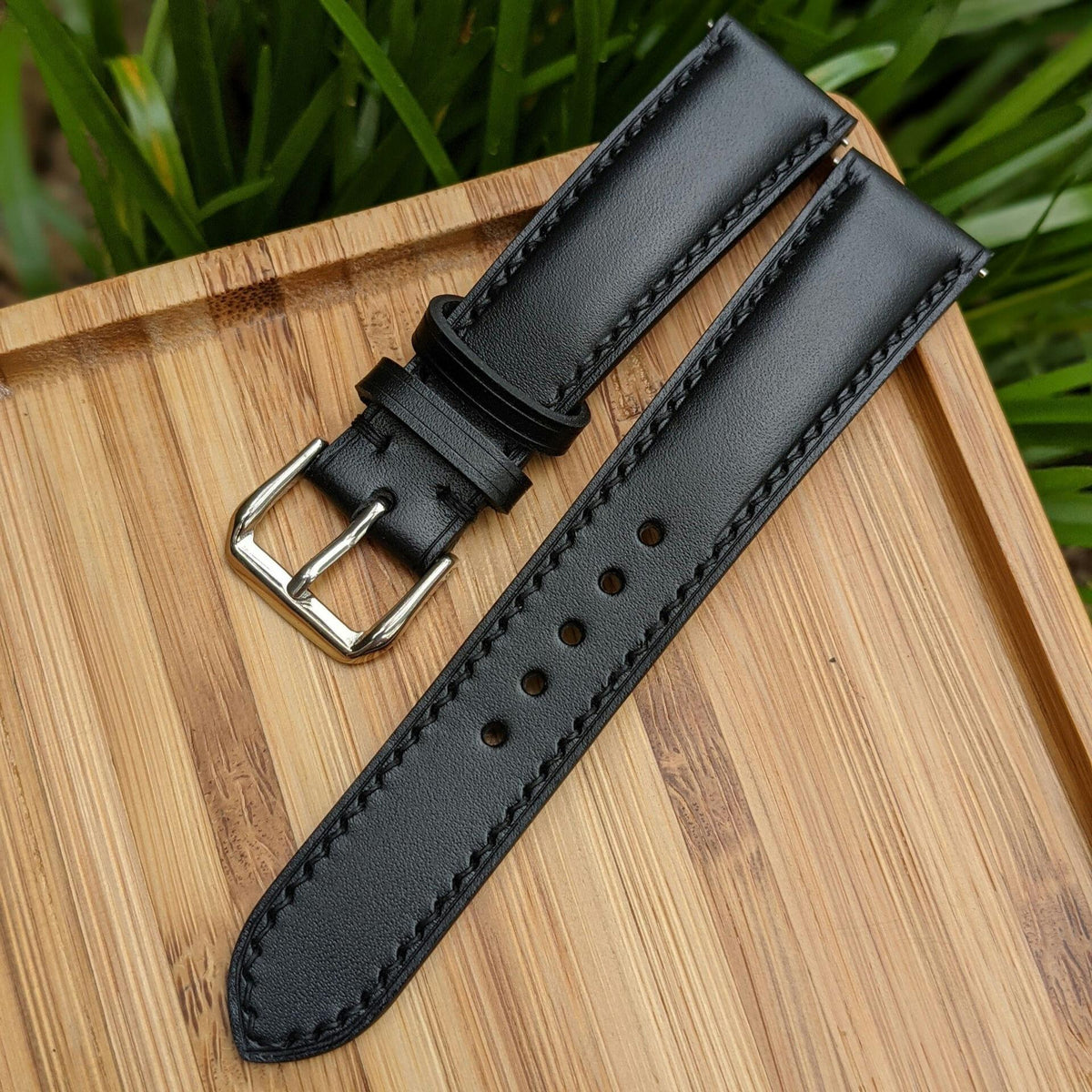 Black Vache Hunter Leather Watch Strap – Handmade | 18mm to 24mm