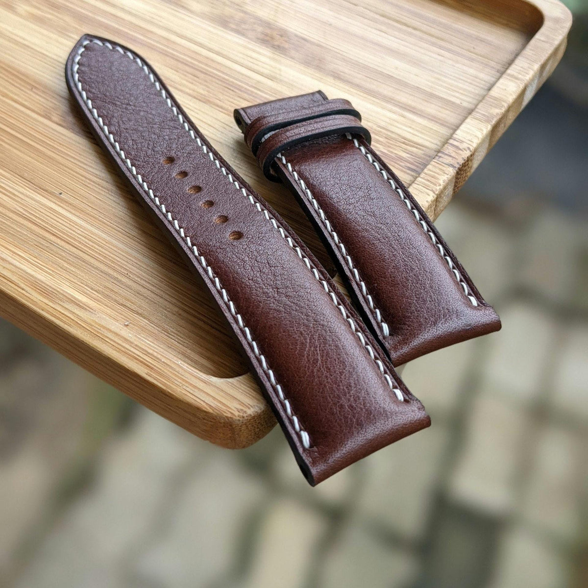 Brown Vachetta Leather Watch Strap – Handmade Personalized | 18mm to 24mm