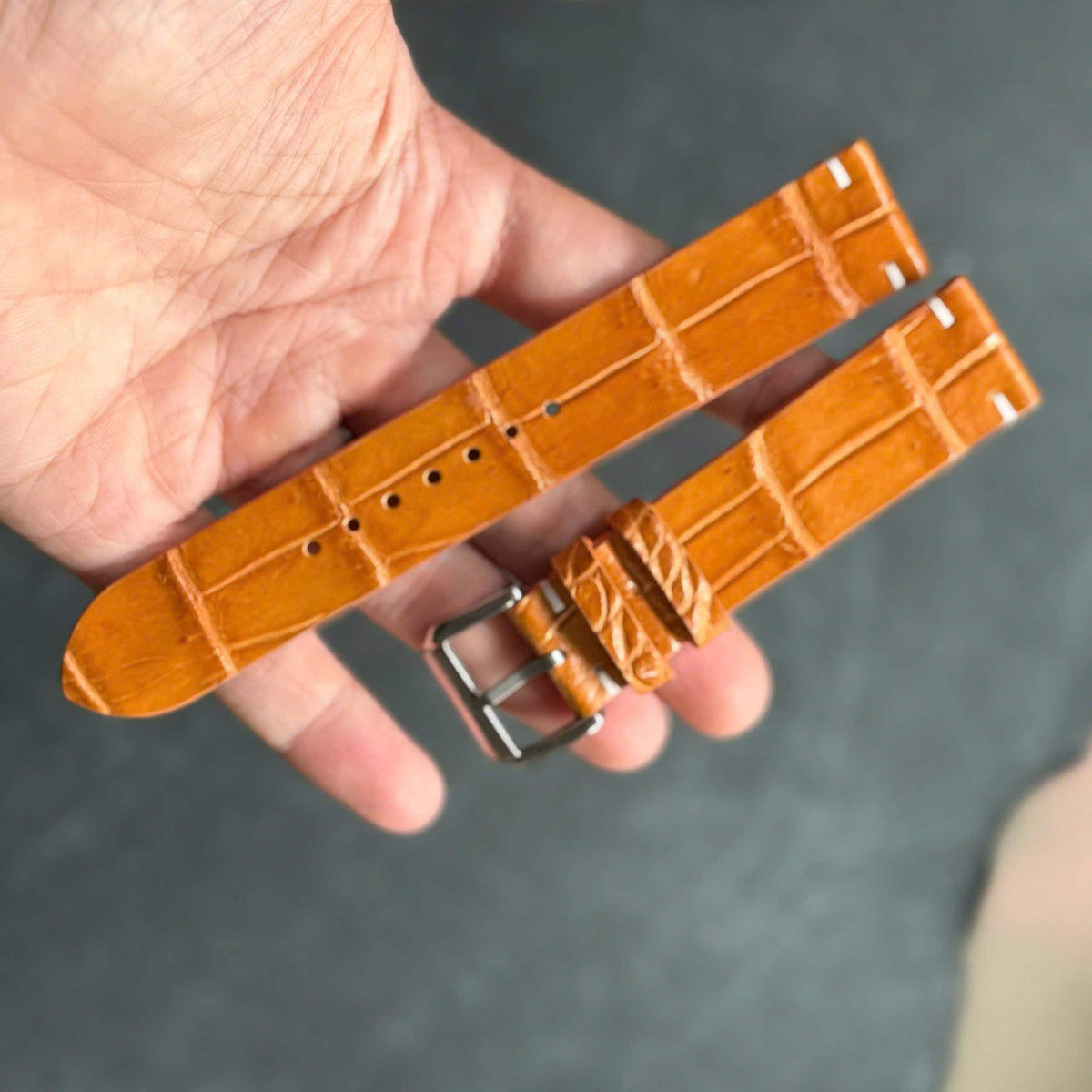 Tan Brown Alligator Leather Watch Strap (18mm-24mm)