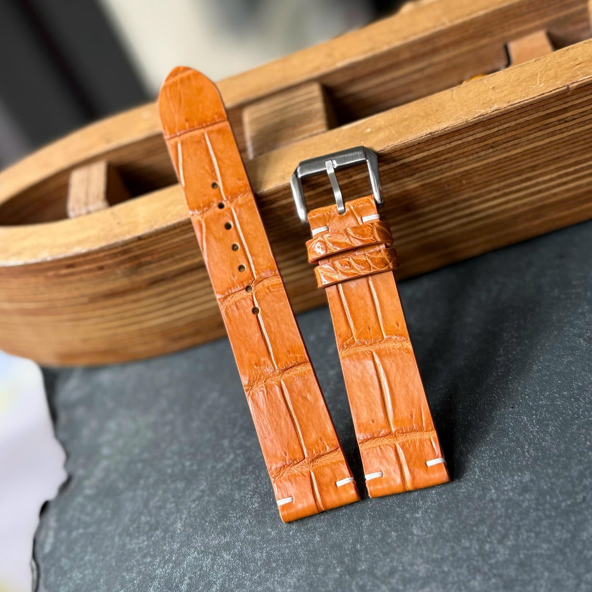 Tan Brown Alligator Leather Watch Strap (18mm-24mm)