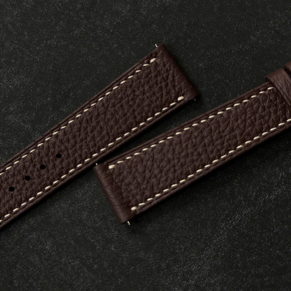 Brown Togo Leather Watch Strap 18mm 20mm 22mm 24mm, Custom Handmade Calfskin Watch Band.