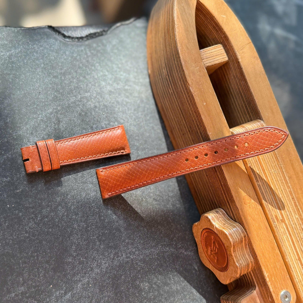 Tan Brown Cowhide Leather Watch Strap, Handmade  Watch Band, Custom Size 14mm–24mm