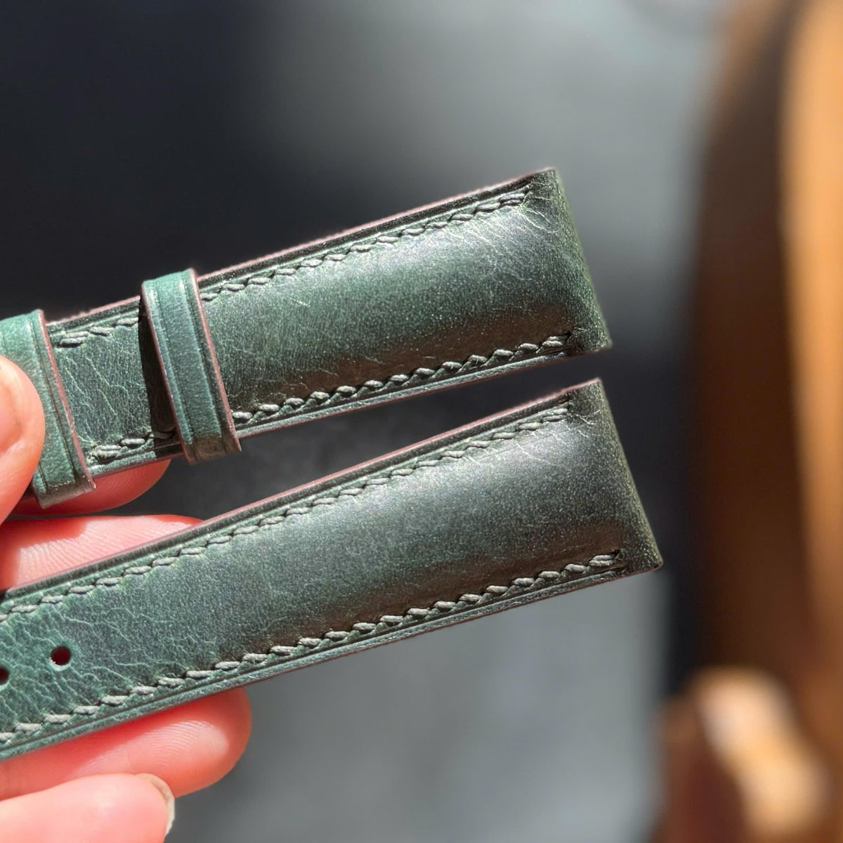 Dark Green Cowhide Leather Watch Strap, Handmade  Watch Band, Custom Size 14mm–24mm