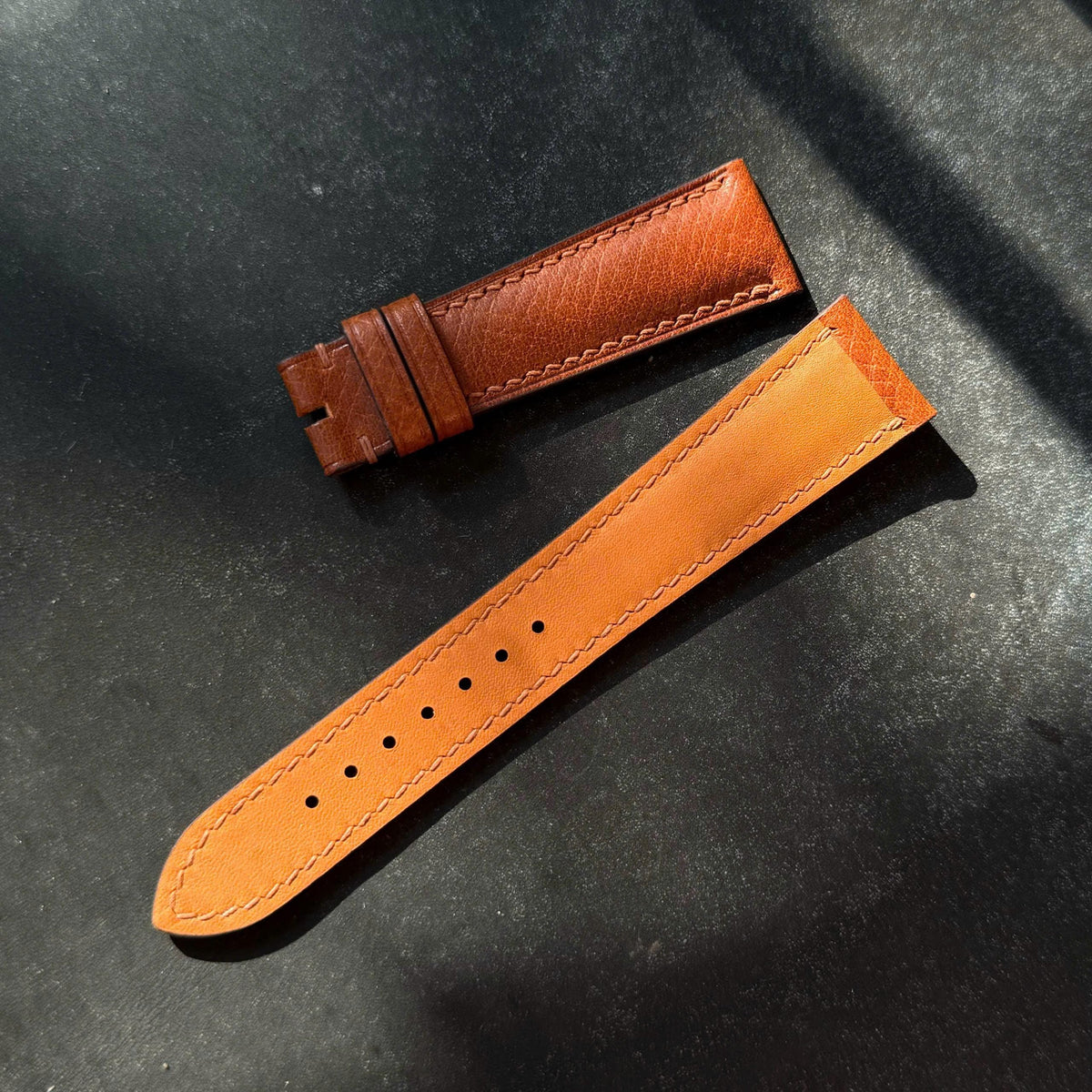 Tan Brown Cowhide Leather Watch Strap, Handmade  Watch Band, Custom Size 14mm–24mm