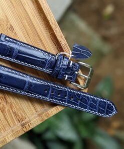 Alligator Watch Strap Handmade Leather I Blue Color I Watch band size 18mm, 20mm, 22mm, 24mm