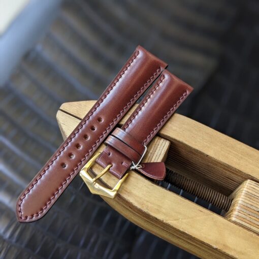 Brown Shell Cordovan Watch Strap Handmade Leather I Watch band size 18mm, 20mm, 22mm, 24mm