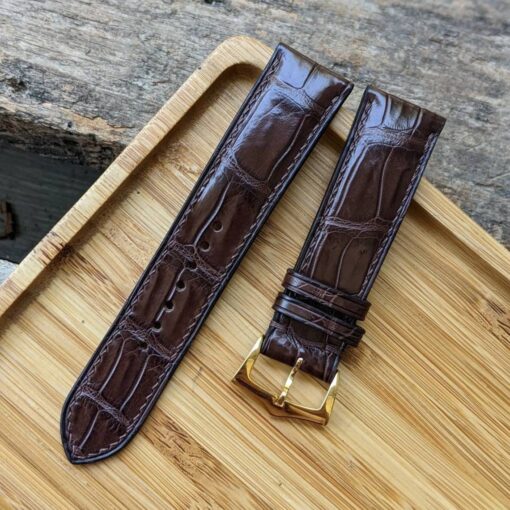 Alligator Watch Strap Handmade Leather I Brown Color I Watch band size 18mm, 20mm 22mm, 24mm