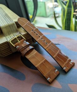 Alligator Watch Strap Handmade Leather I Brown Color I Watch band size 18mm, 20mm, 22mm, 24mm