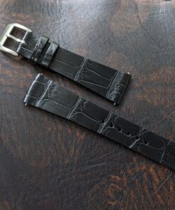 Alligator Watch Strap Handmade Leather With Quick Release I Black Color I Watch band size 18mm, 20mm, 22mm, 24mm