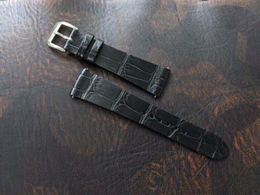 Alligator Watch Strap Handmade Leather With Quick Release I Black Color I Watch band size 18mm, 20mm, 22mm, 24mm