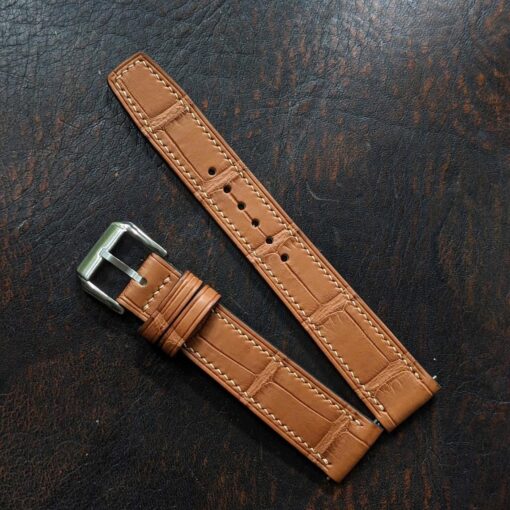 Alligator Watchstraps Leather with Quick Release - Watch band size 18mm, 20mm, 22mm, 24mm