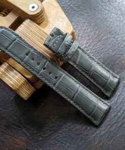 Rolled Edge Alligator Watch Strap Handmade Leather I Grey Color I Regular Lug Watch band