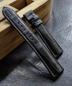 Rolled Edge Alligator Watch Strap Handmade Leather I Tan Brown Color I Curved Lug Watch band